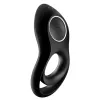SATISFYER péniszgyűrű Legendary Duo - fekete színben, vibrációs funkcióval, heregyűrűvel, vízálló, akkumulátoros