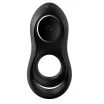 SATISFYER péniszgyűrű Legendary Duo - fekete színben, vibrációs funkcióval, heregyűrűvel, vízálló, akkumulátoros