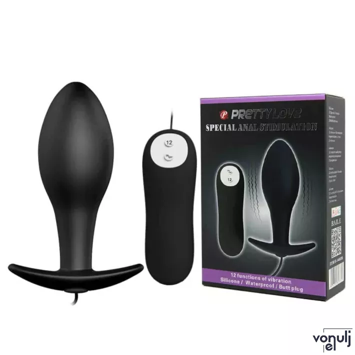 PRETTY LOVE fenékdugó Vibrating Anal Stimulation Plug 1 - fekete színben, vibrátoros, vízálló, távirányítóval, elemes