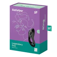SATISFYER péniszgyűrű Legendary Duo - fekete színben, vibrációs funkcióval, heregyűrűvel, vízálló, akkumulátoros