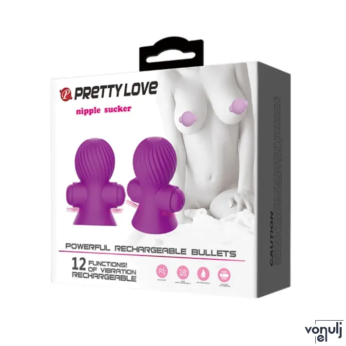 Mellbimbó izgató pumpa Pretty love Nipple Sucker Purple - akkumulátoros,vízálló