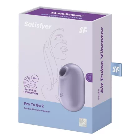 SATISFYER léghullámos csiklóizgató Pro To Go 2 Violet - lila színben, rezgő funkcióval, kompakt kivitel, vízálló, akkumulátoros