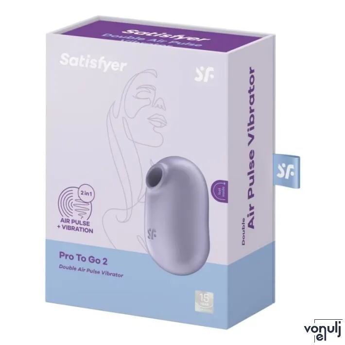 SATISFYER léghullámos csiklóizgató Pro To Go 2 Violet - lila színben, rezgő funkcióval, kompakt kivitel, vízálló, akkumulátoros