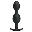 PRETTY LOVE análbot Heavy Balls Silicone Butt Plug 3 - fekete színben, fémgolyókkal ellátva, vízálló,12,5 cm