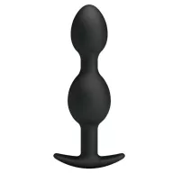 PRETTY LOVE análbot Heavy Balls Silicone Butt Plug 3 - fekete színben, fémgolyókkal ellátva, vízálló,12,5 cm