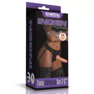 LOVETOY felcsatolható dildó Easy Strapon Set 7.5'' 1 - realisztikus,testszínű,herékkel,állítható hevederrel,hám nélkül is használható,19cm dildóval