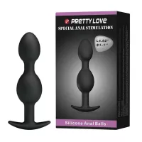 PRETTY LOVE análbot Heavy Balls Silicone Butt Plug 3 - fekete színben, fémgolyókkal ellátva, vízálló,12,5 cm