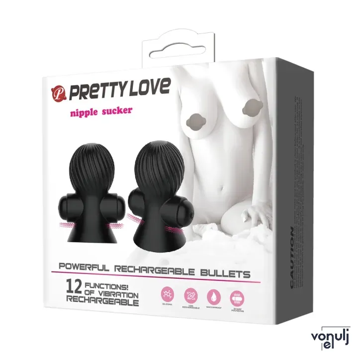 Mellbimbó izgató pumpa Pretty love Nipple Sucker Black - akkumulátoros,vízálló