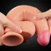 LOVETOY élethű dildó 10" NATURE COCK PLATINUM - nagy méretű, herékkel, kétrétegű, letapasztható, szilikon (25 cm)