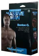 NMC gumiférfi Massive Man Benton G. Love Doll - barna testszínű, valósághű testmérettel, fotó jellegű arccal, pénisszel, vízálló