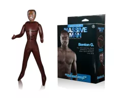 NMC gumiférfi Massive Man Benton G. Love Doll - barna testszínű, valósághű testmérettel, fotó jellegű arccal, pénisszel, vízálló