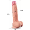 LOVETOY élethű dildó 10" NATURE COCK PLATINUM - nagy méretű, herékkel, kétrétegű, letapasztható, szilikon (25 cm)