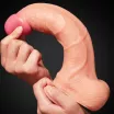 LOVETOY élethű dildó 10" NATURE COCK PLATINUM - nagy méretű, herékkel, kétrétegű, letapasztható, szilikon (25 cm)
