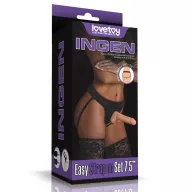 LOVETOY felcsatolható dildó Easy Strapon Set 7.5'' 2 - realisztikus,testszínű,herékkel,állítható hevederrel,hám nélkül is használható,20cm dildóval
