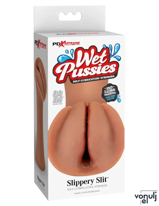 Műpunci maszturbátor Pipedream Wet Pussies Slippery Slit Tan - vízálló