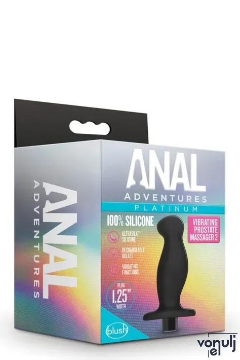 BLUSH prosztata izgató Anal Adventures Prostate Massager 02 - fekete színben, vízálló, akkumulátoros