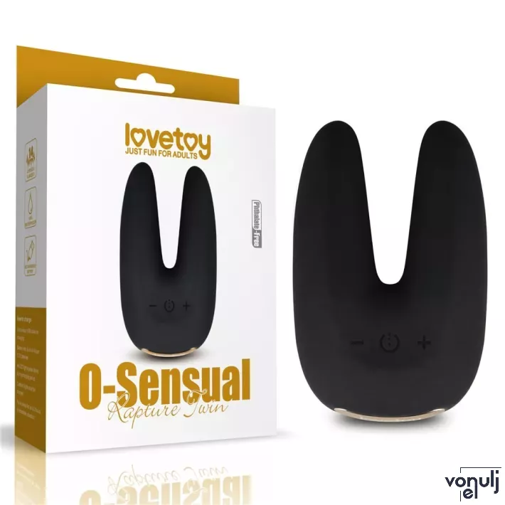 LOVETOY csiklóvibrátor O-Sensual Rapture Twin - fekete színben, vízálló, akkumulátoros
