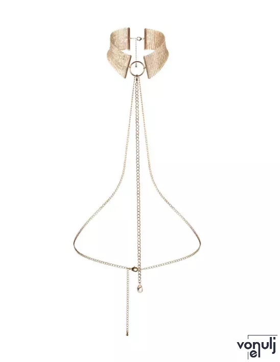 BIJOUX INDISCRETS nyakpánt lánccal Désir Métalique Collar - arany színben