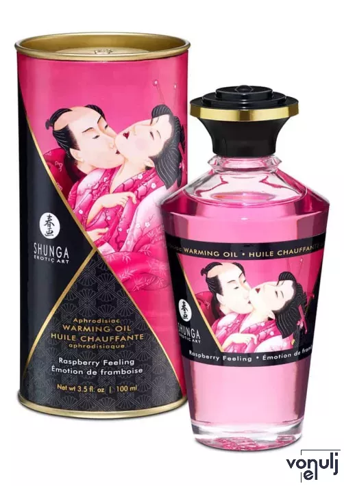 SHUNGA masszázsolaj Aphrodisiac Oils Raspberry Feeling 100 ml - málna illattal, melegítő hatással