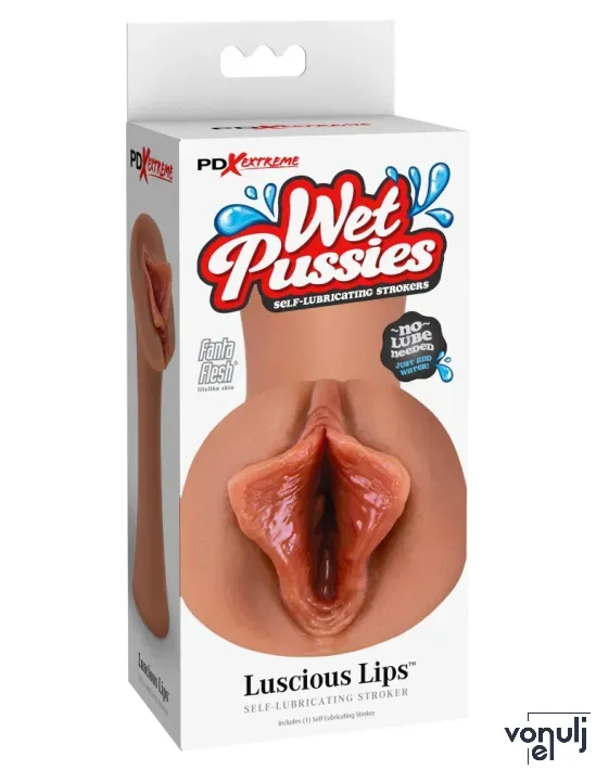 Műpunci maszturbátor Pipedream Wet Pussies Luscious Lips Tan - vízálló