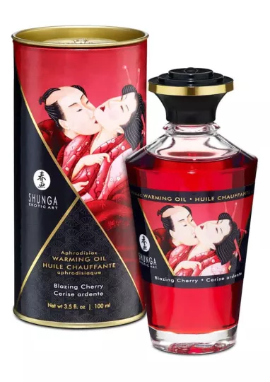 SHUNGA masszázsolaj Aphrodisiac Oils Blazing Cherry 100 ml - cseresznye illattal, melegítő hatással