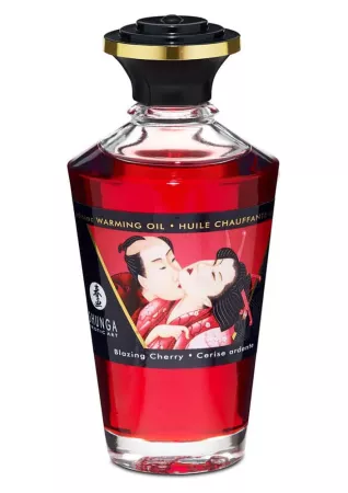 SHUNGA masszázsolaj Aphrodisiac Oils Blazing Cherry 100 ml - cseresznye illattal, melegítő hatással