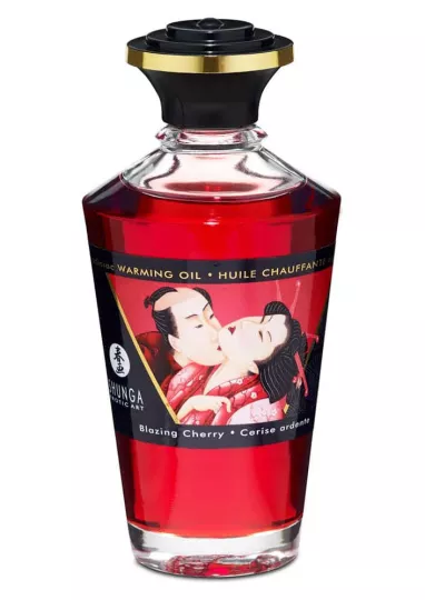 SHUNGA masszázsolaj Aphrodisiac Oils Blazing Cherry 100 ml - cseresznye illattal, melegítő hatással