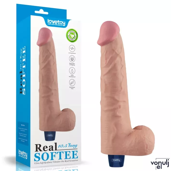 Élethű vibrátor Lovetoy 10,5" Real Softee Flesh - akkumulátoros,vízálló