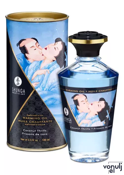 SHUNGA masszázsolaj Aphrodisiac Oils Coconut Thrills 100 ml - kókusz illattal, melegítő hatással