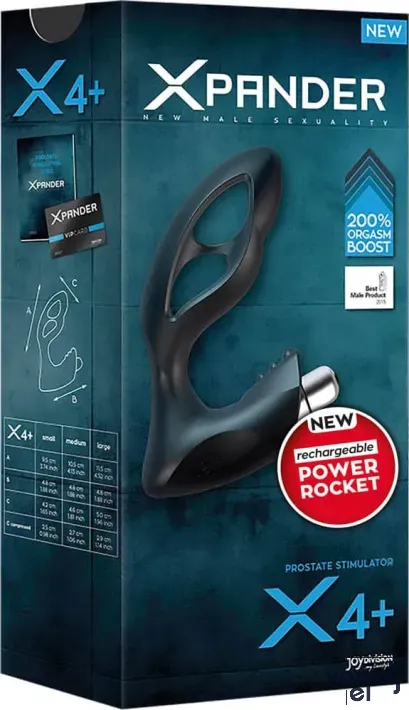 JOY DIVISION prosztata izgató XPander X4+Rechargeable PowerRocket Medium - fekete színben, vibrácós funkcióval, vízálló, akkumulátoros