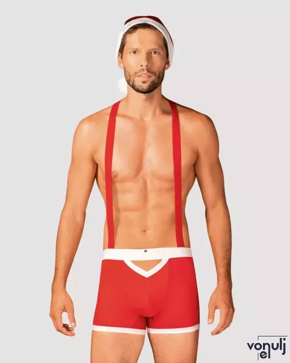 OBSESSIVE dögös mikulás szett Mr Claus - piros színben, L/XL méretben