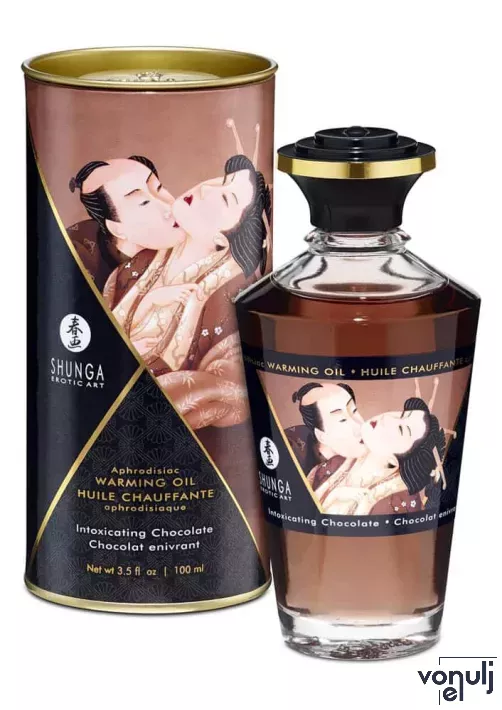 SHUNGA masszázsolaj Aphrodisiac Oils Intoxicating Chocolate 100 ml - csokoládé illattal, melegítő hatással