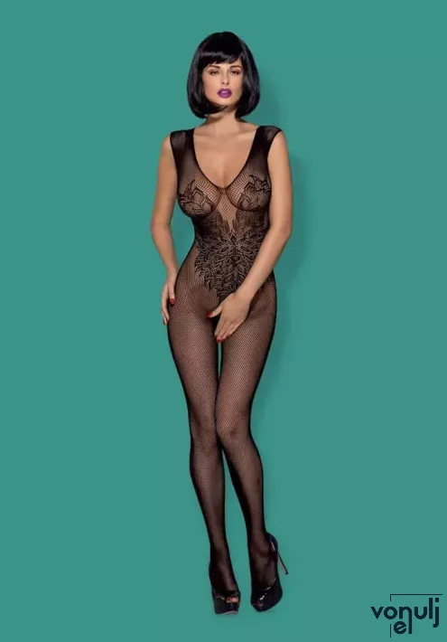 OBSESSIVE szexi overáll N112 - fekete színben, virágos, S/M/L méretben