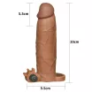 LOVETOY péniszköpeny Pleasure X-Tender Vibrating Penis Sleeve #6 Brown - realisztikus, testszínű, vibrációs funkcióval, vízálló, elemes, (20 cm)