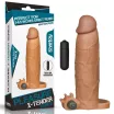 LOVETOY péniszköpeny Pleasure X-Tender Vibrating Penis Sleeve #6 Brown - realisztikus, testszínű, vibrációs funkcióval, vízálló, elemes, (20 cm)