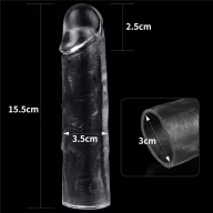 LOVETOY péniszköpeny Flawless Clear Penis Sleeve Add 1'' - áttetsző, vízálló, (15,5 cm)