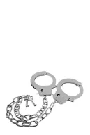 GUILTY PLEASURE bilincs Metal Handcuffs Long Chain - fém, ezüst színű, hosszú lánccal