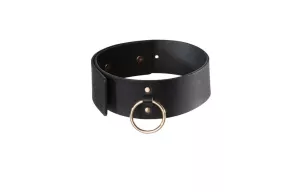 BIJOUX INDISCRETS nyakörv és póráz Maze Wide Choker With Leash - fekete színben, fetish játék kelléke