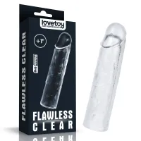 LOVETOY péniszköpeny Flawless Clear Penis Sleeve Add 1'' - áttetsző, vízálló, (15,5 cm)
