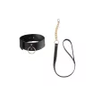 BIJOUX INDISCRETS nyakörv és póráz Maze Wide Choker With Leash - fekete színben, fetish játék kelléke