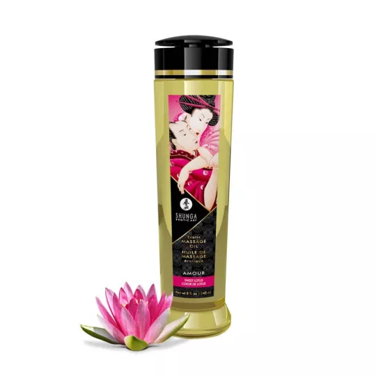 SHUNGA masszázsolaj Erotic Massage Oil Sweet Lotus 240 ml/ 8 oz - lótusz illattal