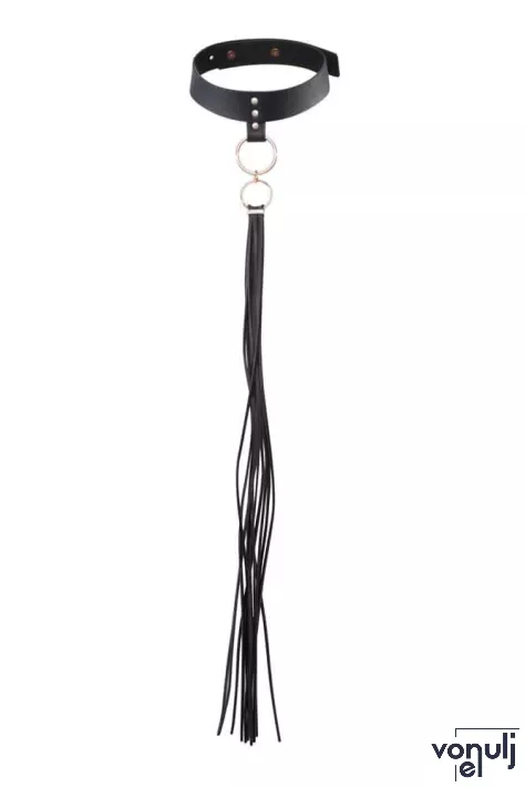 BIJOUX INDISCRETS nyakörv és póráz Maze Tassel Choker - fekete színben, fetish játék kelléke