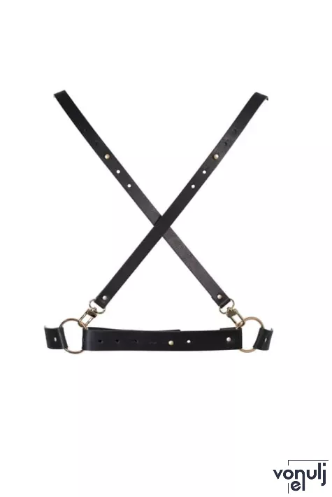 BIJOUX INDISCRETS heveder Maze X Harness - fekete színben, állítható
