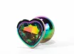 X-MEN fenékdugó Secret Shine Metal Butt Plug Rainbowheart L - szivárvány színben, szivárványos kővel, L-méretben, vízálló, fém (9.5 cm)