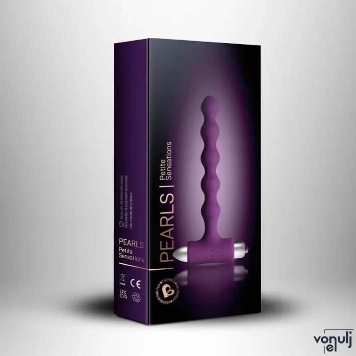ROCKS-OFF análbot Pearls Purple - lila színben, vibrátoros, vízálló, elemes, 17 cm