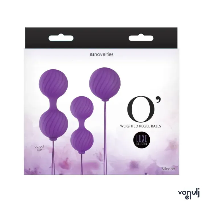 NS NOVELTIES gésagolyó Luxe O' Kegel Balls Purple - lila színben, 3 különböző méretű golyópár, vízálló