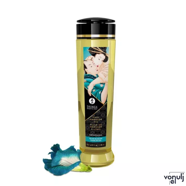 SHUNGA masszázsolaj Erotic Massage Oil Island Blossom 240 ml/ 8 oz - virág illattal