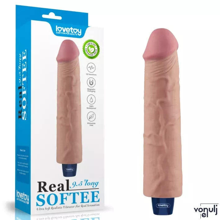Élethű vibrátor Lovetoy 9,5" Real Softee Flesh - akkumulátoros,vízálló