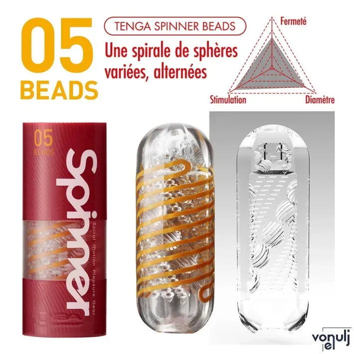 TENGA maszturbátor Spinner 05 Beads - vízálló, narancssárga színű tokban