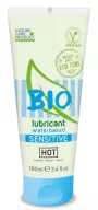 HOT intim síkosító Bio Lubricant Waterbased Sensitive 100 ml - vízbázisú, vegán, aloe verával, hosszantartó, óvszerhez és segédeszközhöz is